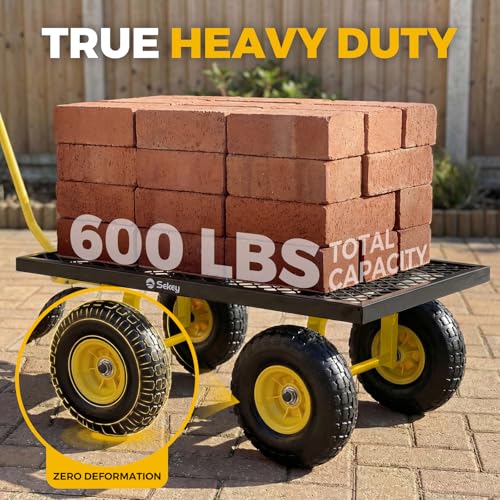 Sekey Steel Mesh Garden Cart, 600 lb Capacity, Removable Sides - color: Black, size: 600LBS