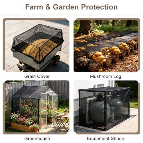 Cool Area 60-70% Mesh Tarp Shade Screen with Grommets, 8x16ft, Black - size: 0 8'X1 6'