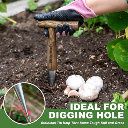 Haliaeetus Hand Dibber, 39.3'' Garden Edger with Serrated Edge for Easily Hacking Through Dirt and Weed, Hand Edger with T-Grip Offer Comfort and Control, Stainless Steel Lawn Edger Tool for Sidewalk