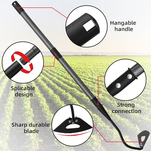 Hollow Garden Hoe - Heavy Duty Triangle Weed Hoes for Gardening,68" Adjustable Long Handle, Sharp Blade Hand Weeding Tool for Vegetable Gardens, Flower Beds, Lawn Edges & Tight Spaces