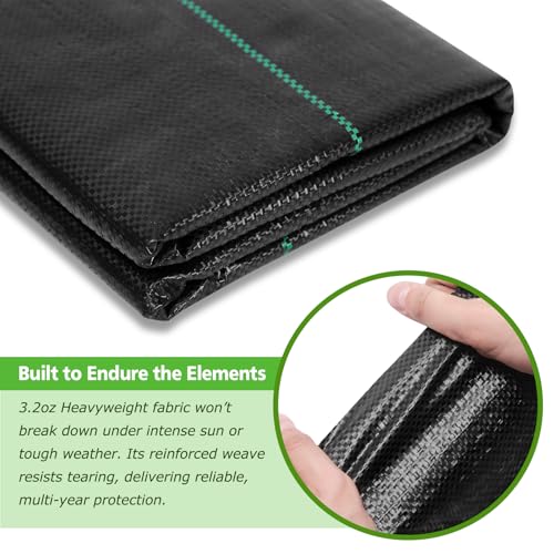 3x50FT Weed Barrier Landscape Fabric, 3.2oz Heavy Duty Garden Cloth, Ground Cover for Gardening, Come with 10 U-Shaped Securing Pegs - size: 3FTx50FT
