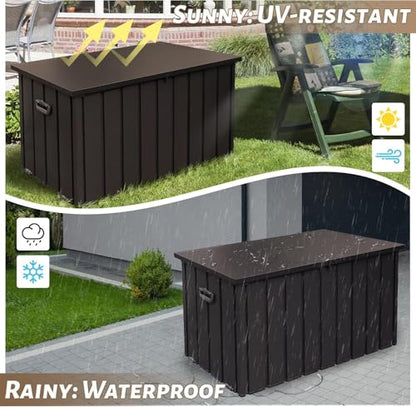 Space-Saving Patio Storage Cabinet - color: Dark Brown - 49.40 X 35.40 X 29.60 Inch