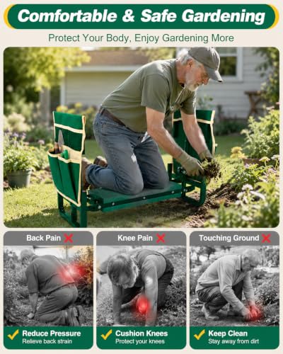 Garden Kneeler and Seat, 6-Level Height Adjustable for Seniors