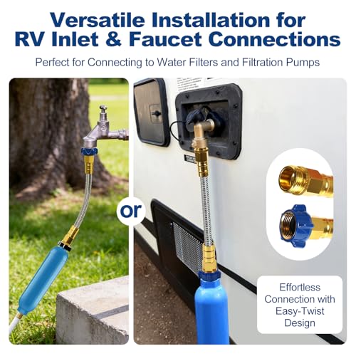 3 FT RV Drinking Water Hose, 3/8 in ID Lead-Free Short Connector Hose - size: 3FT