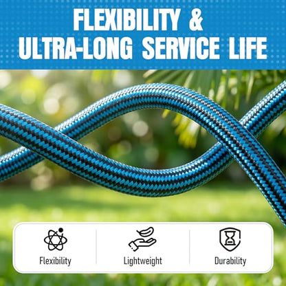 Garden Hose 50 ft, Non-Expanding Lightweight Kink-Free Flexible Water Hose - color: Black+Blue, size: 50ft