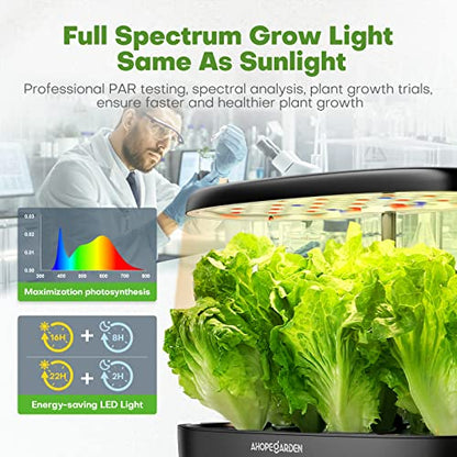 Ahopegarden Hydroponics Growing System: 12 Pods Indoor Herb Garden with LED - color: Matte Black