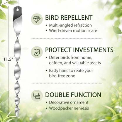 48 Pcs Woodpecker Bird Deterrent for House Outside, Silver Hanging Streamer