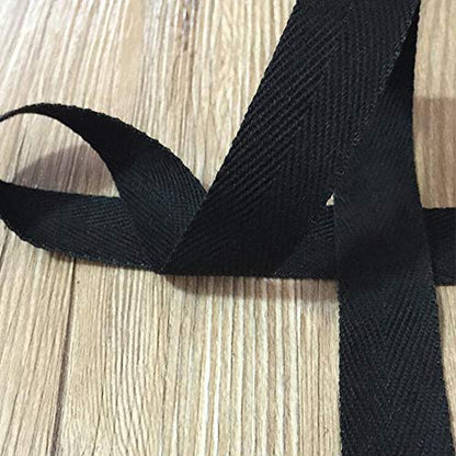 Natural Cotton Twill Tape 50 Yards 3/8 Inch Bunting Bias Tape Herringbone Webbing Tape Roll for Apron Sewing Dressmaking Craft (Black) - color: Black, size: 3/8inch