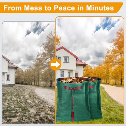 Reusable Yard Waste Bags, Waterproof, Heavy-Duty, Collapsible,2-Pack 53-Gal