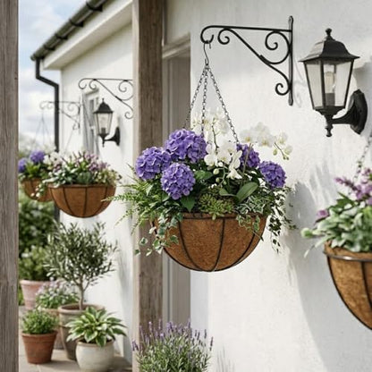 10 Inch Metal Hanging Basket with Coco Coir Liner for Flowers Planting - size: 10" & 2 Pcs