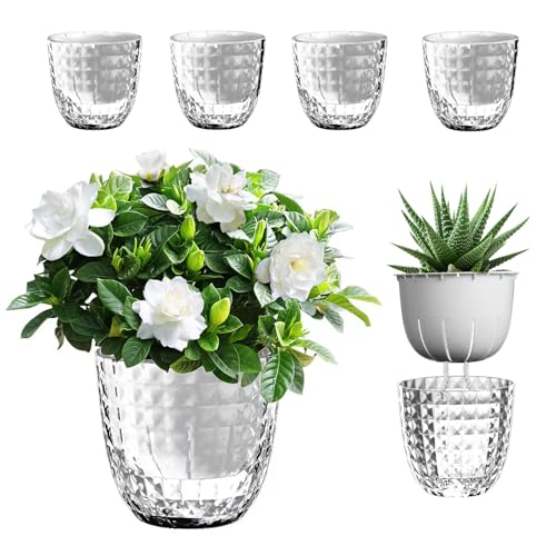Self Watering Pots for Indoor Plants, Flower Pots, Self Watering Plant Pot-6pcs 4inch Clear - color: 6pcs 4inch Clear, size: 4inch
