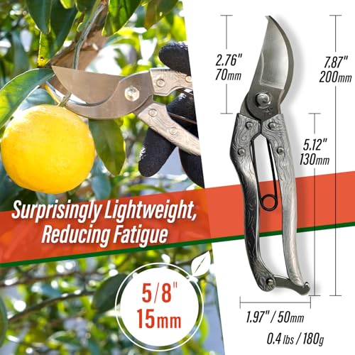 SUIZAN Bypass Pruning Shears 8" - Japanese Hand Pruners Garden Scissors - style: 8 Inch (200mm) Aluminum Handle Pruner