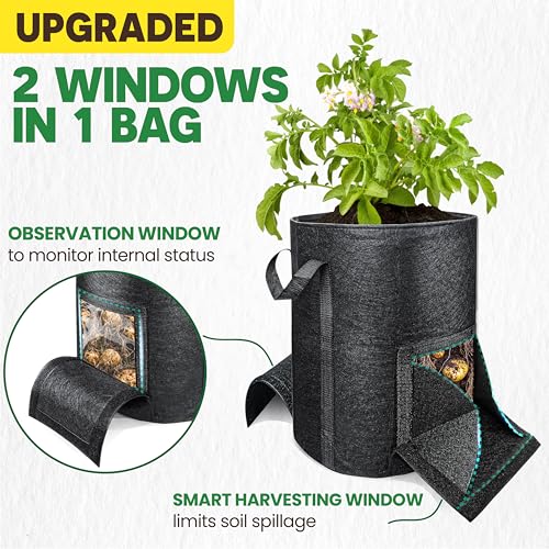 2PCS 20-Gallon Potato Grow Bag-Harvest & Visible Window Garden Planting Bag - style: 2 PCS