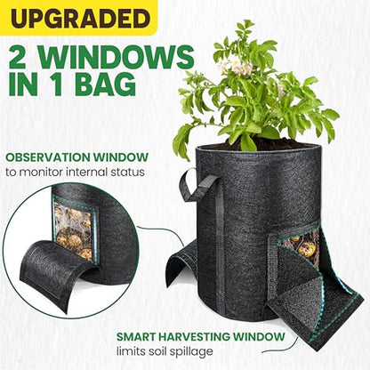 2PCS 20-Gallon Potato Grow Bag-Harvest & Visible Window Garden Planting Bag - style: 2 PCS