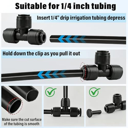 44 Pcs 1/4" Quick Connect Drip Irrigation Fittings Kit for for Gardens - size: 44Pcs 1/4" Quick Connect Drip