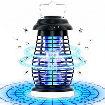 Cordless Bug Zapper Outdoor, 4200V Electric Mosquito Zapper, Fly Trap, Rechargeable Portable Fly Zapper, Waterproof Mosquito Trap Insect Killer Indoor Outdoor for Camping, Garden, Backyard, Home