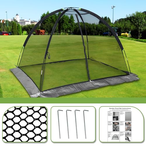 Doublehorse Pond Cover Dome Net 5 x 7 FT with Zipper Stakes