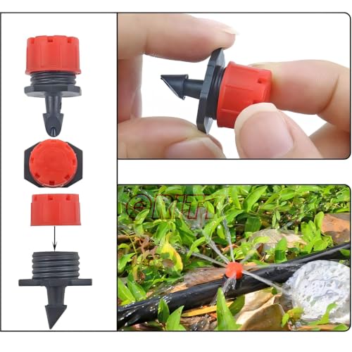 QRITY 20Pcs 1/4" Adjustable Drip Irrigation Emitters for 4mm/7mm Tube - size: E