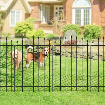 36" x 12' No-Dig Metal Garden Fence with Gate, Outdoor Fencing for Yard - size: Roman Col 36″H x 12ft (1Gate+5Panels)