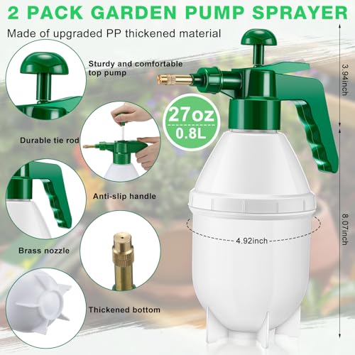 Ziliny 2 Pcs 27 oz Handheld Pump Spray Bottle Garden Mister Spray, Green - size: 27 oz