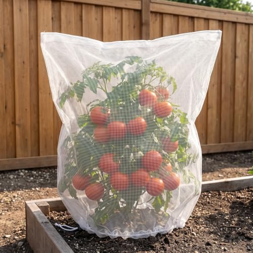 4 Pack Garden Netting with Drawstring, Bird Netting Plant Protection Bags in 2 Sizes for Tomatoes, Blueberries, Vegetables, Fruit Trees, Cicadas and Garden Pest Barrier