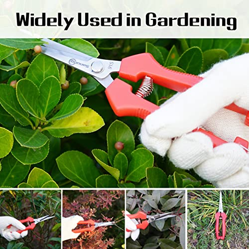 Sanung 2 PACK Straight Stainless Steel Pruning Shears, Hand Pruner Garden Trimmer Scissors with PVC Handle Safety Lock, Ideal for Gardening, Tree Trimming