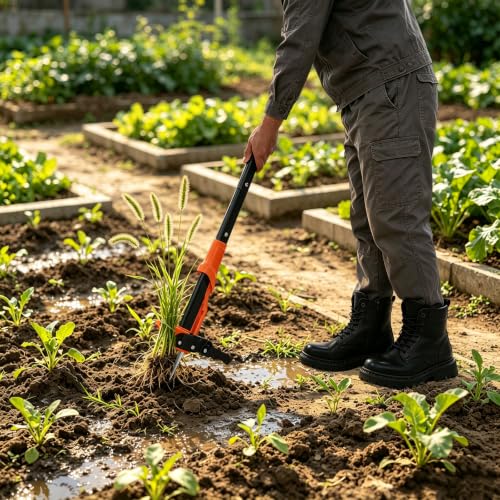Stand-Up Weed Puller Tool, Garden Weeder w/ 4-Claw Steel Head for Lawn