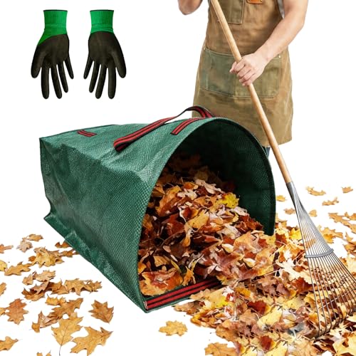 53 Gallon Large Leaf Collector Reusable Dustpan-Type Yard Waste Bags - Standing Garden Bags with Reinforced Handles- Heavy Duty Lawn Trash Sweeper Bag(1PACK 53G) - color: 1PACK 53G