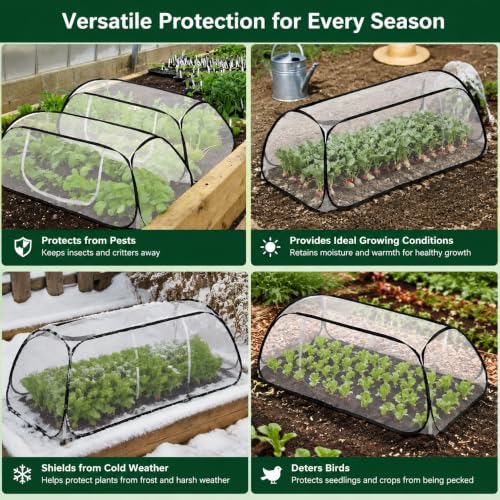 2Pack Pop Up Mesh Crop Cage 46"x22"x16" Plant Protection Tent