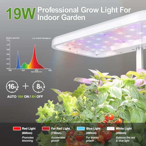 Indoor Garden System 19 Watt LED Growing Light Upgrade 2 Self-Watering Soil-Cultivated Growing Pots Gardening Gifts for Mom Plant Pot for Vegetables Herbs Tomato(No Seeds&Soil) - color: White-a