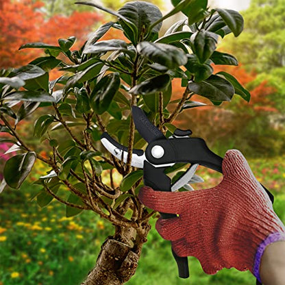 Nevlers 8" Anvil Pruning Shears Heavy Duty Garden Pruners w/ 8mm Cut Cap - color: Black, size: Anvil