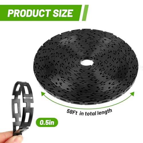 58 FT Plastic Chain Lock Tree Tie, 1/2" Wide Adjustable Tree Support Straps for Staking Flexible Reusable Cable Plant Tree Ties for Leaning Tree Garden Accessories - size: 58 FT
