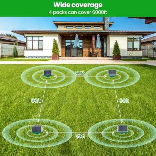 Mole Repellent Screw Solar Powered Gopher Deterrent Stake for Outdoor Lawns with Electic Vibration, Repels Snake Vole Groundhog Armadillo from Yard and Garden (4 Pack)