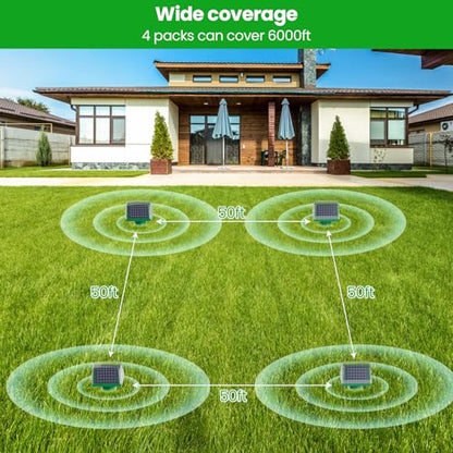 Mole Repellent Screw Solar Powered Gopher Deterrent Stake for Outdoor Lawns with Electic Vibration, Repels Snake Vole Groundhog Armadillo from Yard and Garden (4 Pack)