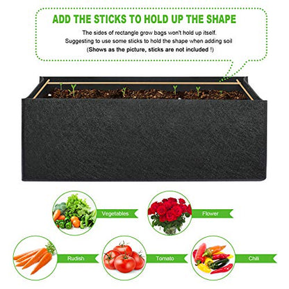 ANGELIOX 3 Pack 8 Gallon Grow Bags, 300G Thickened Nonwoven Fabric Garden Bed,30L Square Flower Planter Pots Containers with Handles for Potato Onion Carrot Taro Radish, Fruit,Flowers(50x30x20cm) - size: 50*30*20
