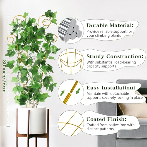 4 PCS 30" Trellis for Climbing Plants Outdoor, Rustproof Metal Support - color: Golden - Moon, size: 4 pack