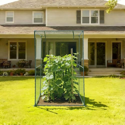 VEVOR Crop Cage, 3.9 x 3.9 x 5.9 ft Plant Protection Tent with Zippered Door, Wind-Resistant Tall Crop Cage, Easy to Install, Outdoor Raised Bed Cover, Tomato Plant Netting for Garden Patio Lawn - style: 3.9 x 3.9 x 5.9Ft-Square
