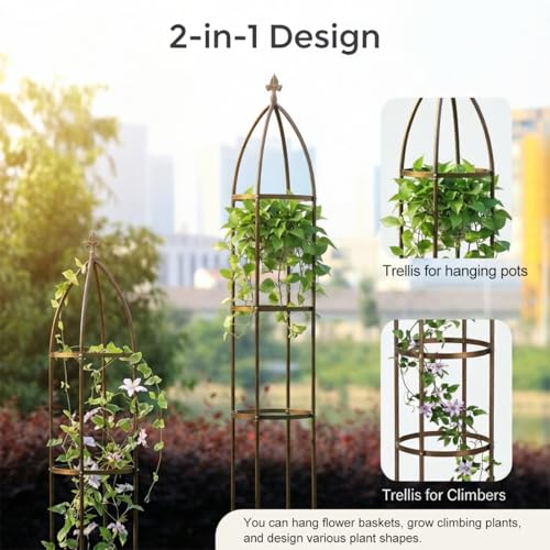 Garden Obelisk Trellis 100% Metal Heavy Duty 5.5 ft for Climbing Vines - color: Bronze, size: medium