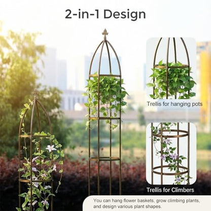 Garden Obelisk Trellis 100% Metal Heavy Duty 5.5 ft for Climbing Vines - color: Bronze, size: medium