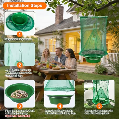 Reusable Ranch Fly Traps Outdoor Hanging Fly Cage-4 Pack - size: 4 pack