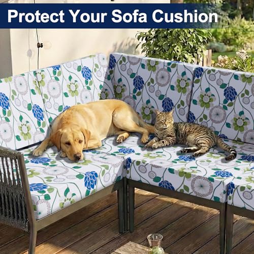 Smiry Waterproof Patio Cushion Covers, Stretch Outdoor Furniture Covers - color: Light Green, size: 8PCS