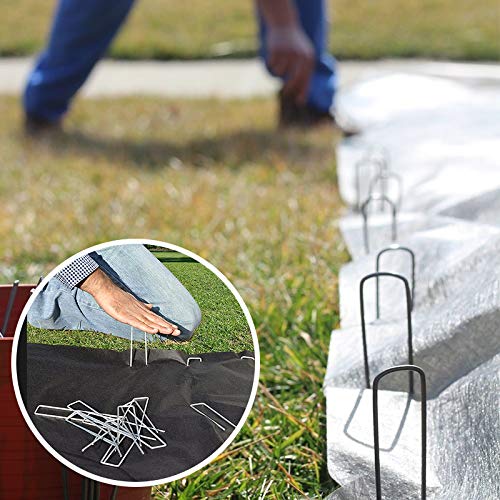 Petgrow 6 Inch Garden Stakes Galvanized Landscape Staples,U-Type Staples - size: 100 PACK