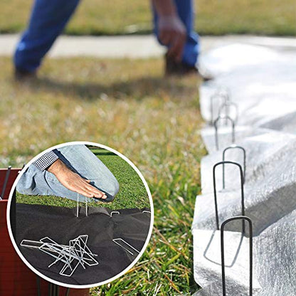 Petgrow 6 Inch Garden Stakes Galvanized Landscape Staples,U-Type Staples - size: 100 PACK