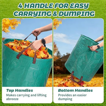 72 Gallon Reusable Leaf Bags, 1 Pack Heavy Duty Yard Waste Bags with Handles, Extra Large Garden Bags for Lawn Leaf Collection, Grass Clippings, Weeds, Yard Clean Up