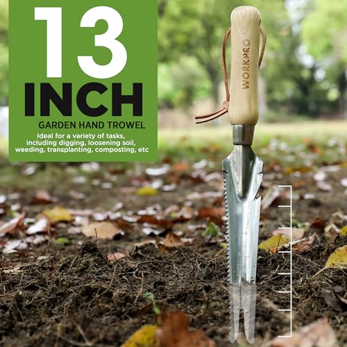 WORKPRO Hand Weeder Puller, 5-in-1 Garden Trowel with Wooden Handle