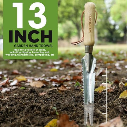 WORKPRO Hand Weeder Puller, 5-in-1 Garden Trowel with Wooden Handle