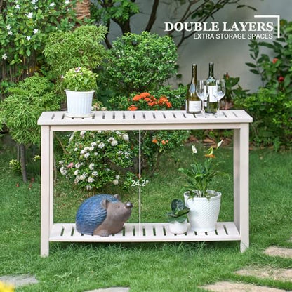 48" Narrow Outdoor Console Table - color: Whitewash