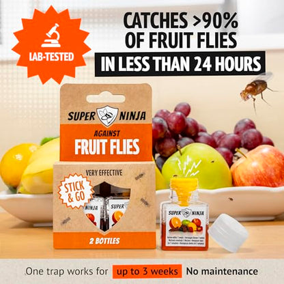 Super Ninja Fruit Fly & Fungus Gnat Traps for House Indoor (2 + 10) - size: 10+2 Pack