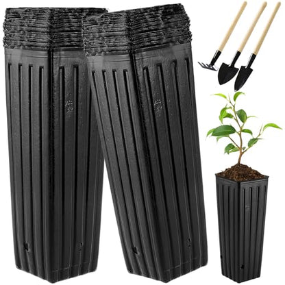 50 Pcs 12" Tall Tree Pots Plastic Deep Nursery Pots - color: 50pc Square
