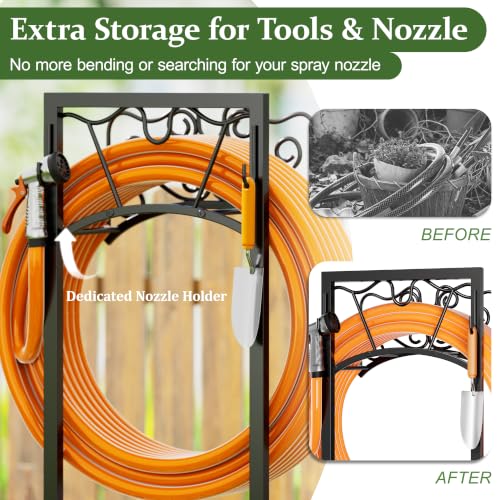 Garden Hose Holder Water Freestanding Heavy Duty Water Hose Holder for Outside with 4 Spikes